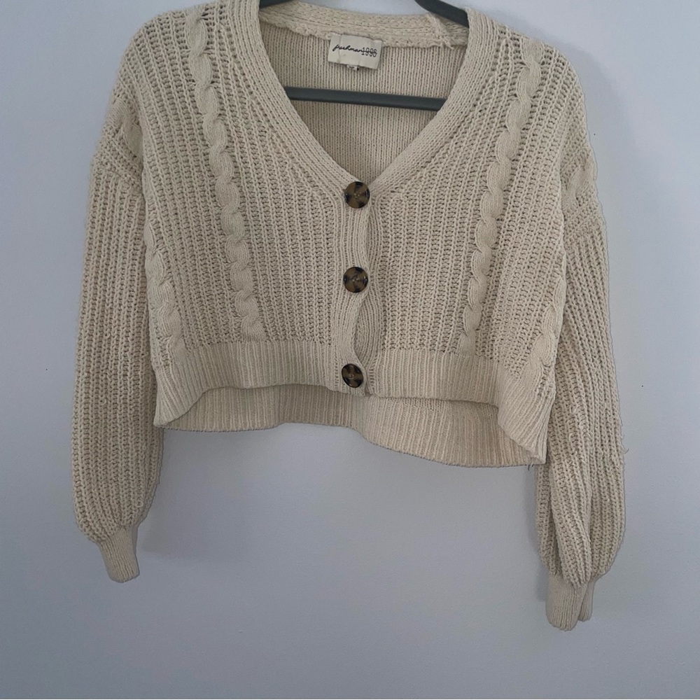 Cream Knit Button Up Sweater - Picture 5 of 8